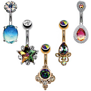 Conjunto de piercings para el ombligo con imán de acero quirúrgico 316L